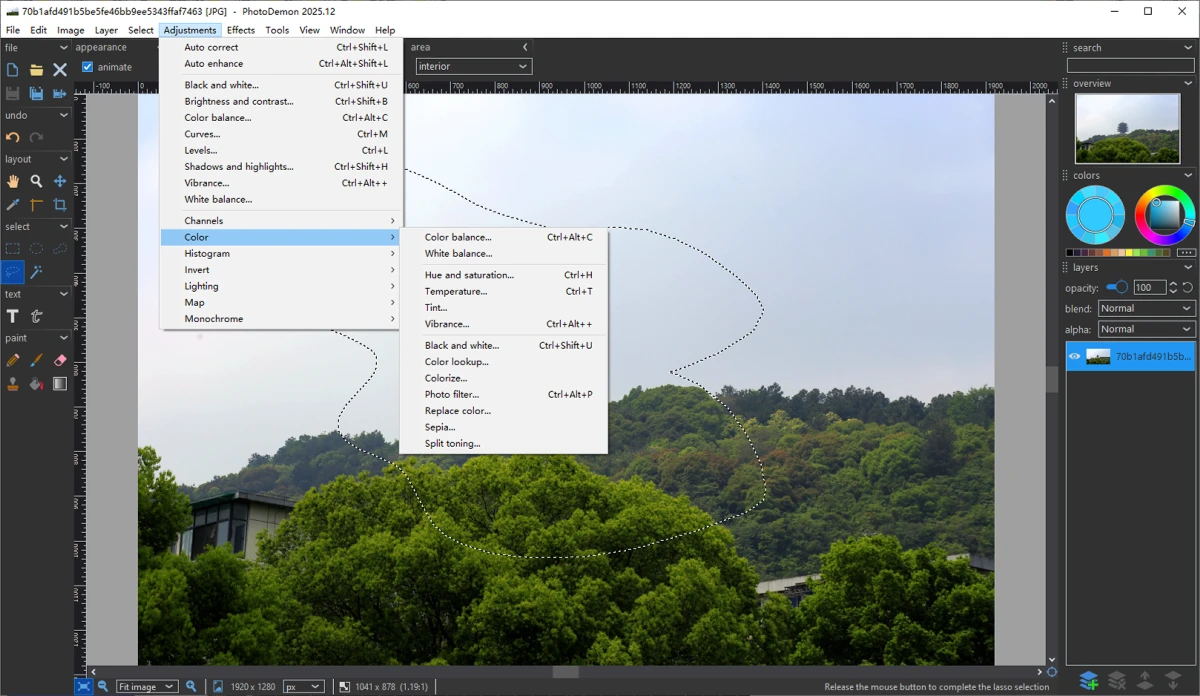 PhotoDemon function menu