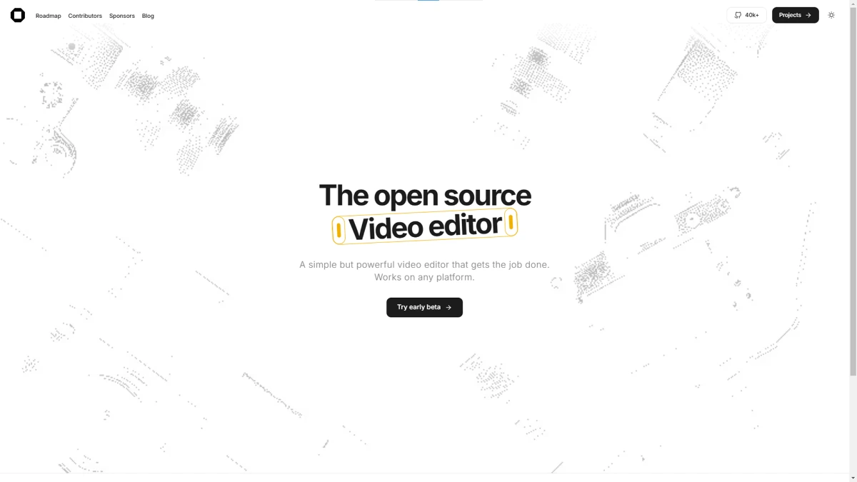 Screenshot of the OpenCut official website