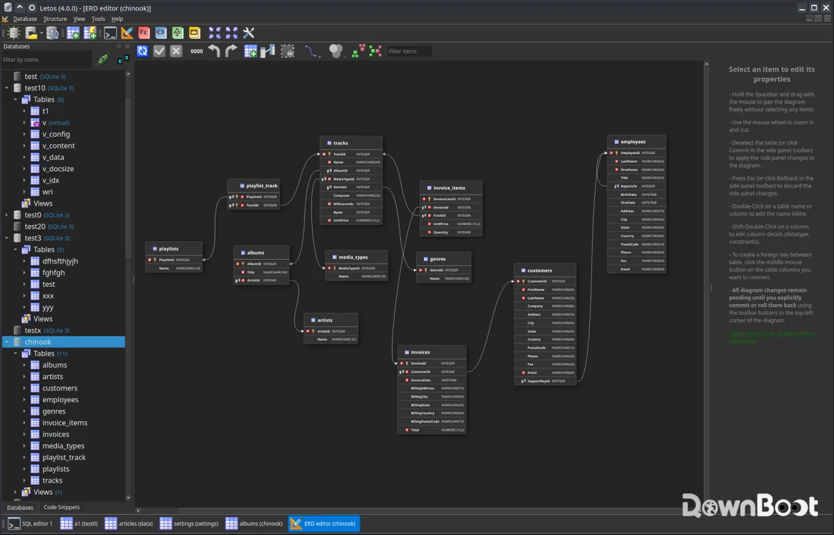 Letos software interface